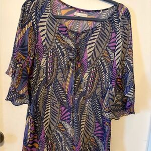 Multicolor Leaf Print Women's Top